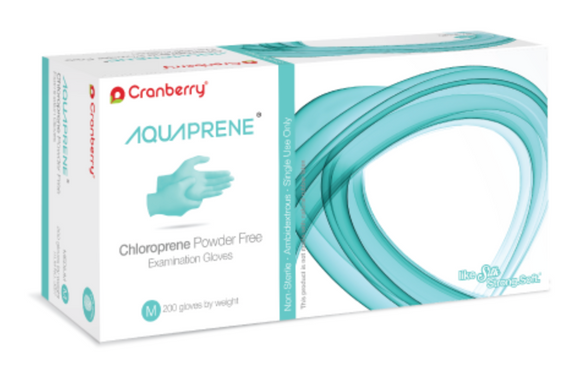 AquaPrene Chloroprene Exam Gloves (Case of 10 boxes, 200 count per box)